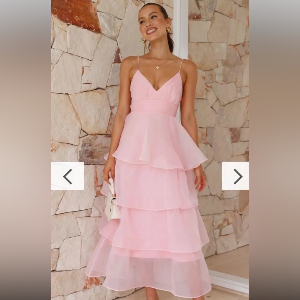 Chic Layered Pink Midi Dress